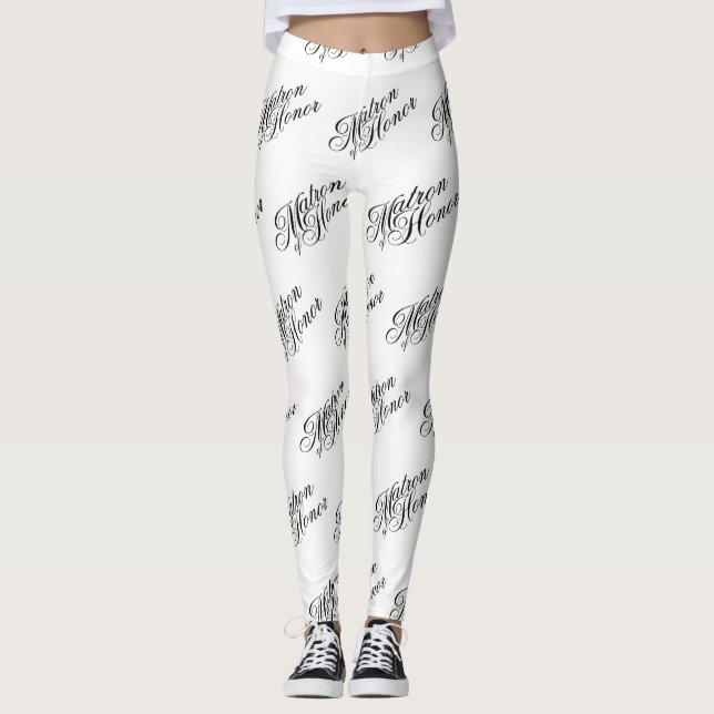 Leggings Matrón de piernas de honor - Negro sobre blanco (Anverso)