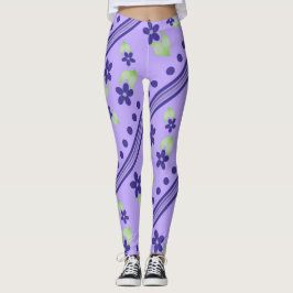 Leggings Mauve con flores moradas