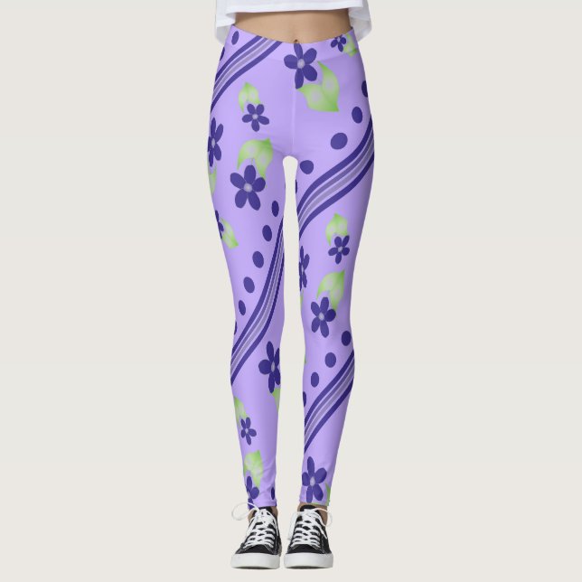 Leggings Mauve con flores moradas (Anverso)