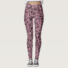 Leggings Mauve pink and Charcoal Camo abstract