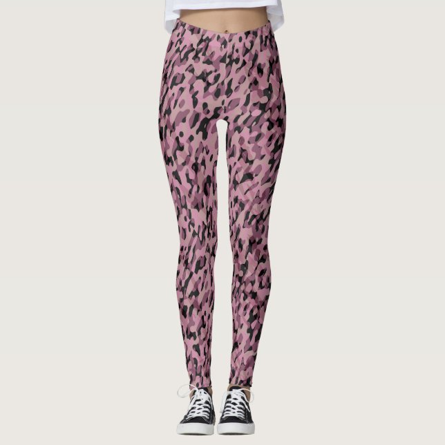 Leggings Mauve pink and Charcoal Camo abstract (Anverso)
