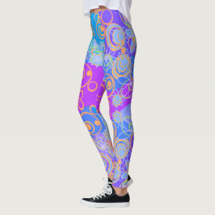 Leggings Mazipoodles Burbujas florales Naranja azul múltipl