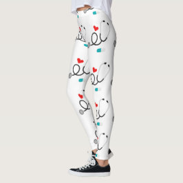 Leggings Me encanta el patrón de Enfermería de las mujeres