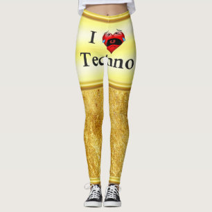 Leggings Me encanta el tecno con un divertido canto rojo