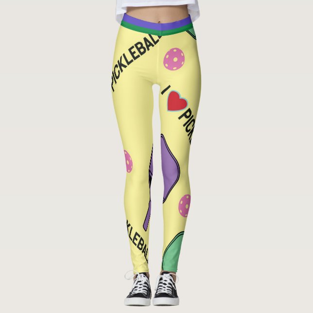 Leggings Me encanta la pelota amarilla (tamaño de mosaico X (Anverso)