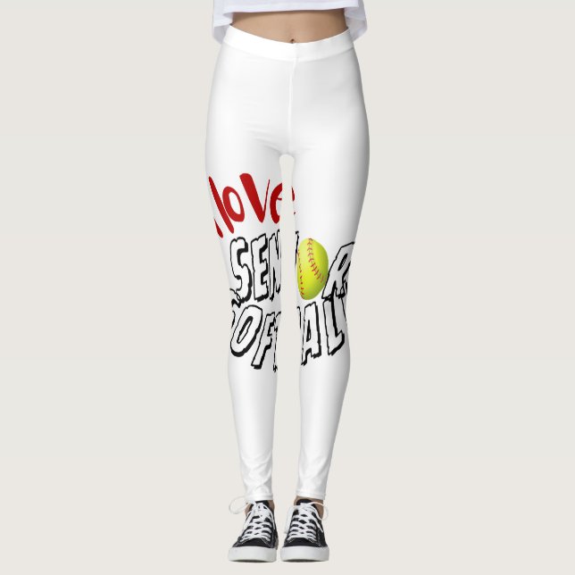 Leggings Me encantan las piernas de softball senior (Anverso)