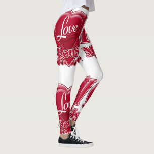 Leggings Me encantan mis corazones rojos primos