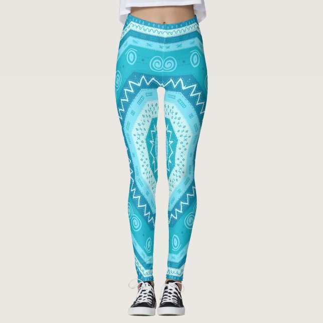 Leggings Medallón azul cielo brillante (Anverso)