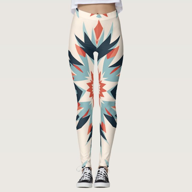 Leggings Medallón Intrincado de Ikat Floral (Anverso)
