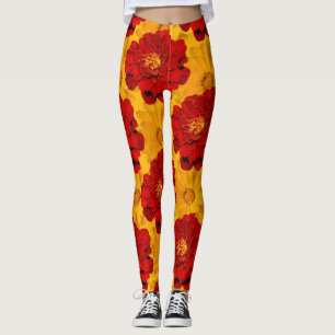 Leggings Medley de las Marigoldes Rojas y Amarillas