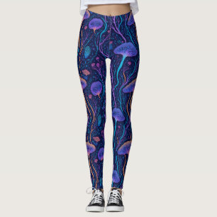 Leggings Medusa Bioluminiscente Colorida Moderna del Océano