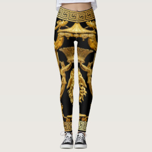Leggings Medusa Dorada, Serafines y Baldaquino sobre Negro