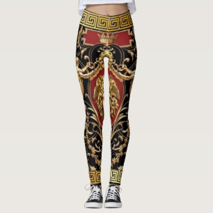 Leggings Medusa Dorada y Serafines Negro, Oro y Rojo