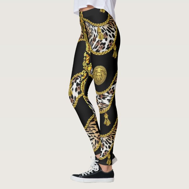 Leggings Medusa Exotica Leopard y Gold Tassel Black (Izquierda)