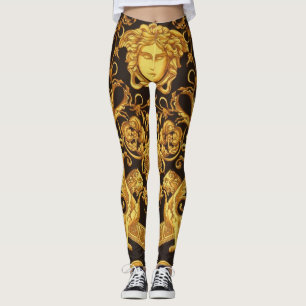 Leggings MEDUSA GORGON Gold sobre el diseñador negro