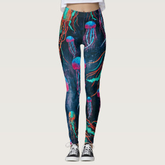 Leggings Medusas frescas en el mar azul profundo