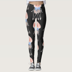 Leggings medusas pintadas a mano, patrón de cosecha vibrant