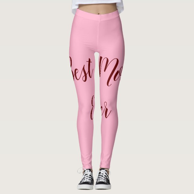 Leggings Mejor día de madre roja rosa, mejor regalo de mamá (Anverso)
