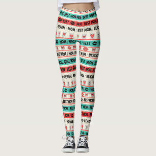 Leggings Mejor Mamá Cómic Corazones Gráfico Retro