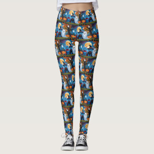 Leggings Melancolía de gatos azules oriental Halloween Funn
