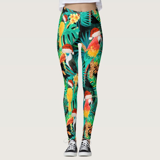 Leggings Mele Kalikimaka Aves tropicales de la selva (Anverso)