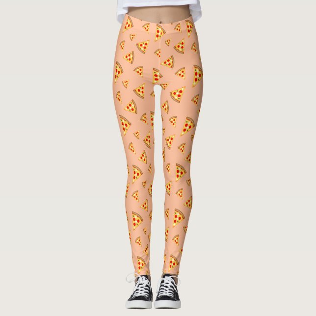 Leggings Melocotón patrón de pizzas Guay y divertidas (Anverso)