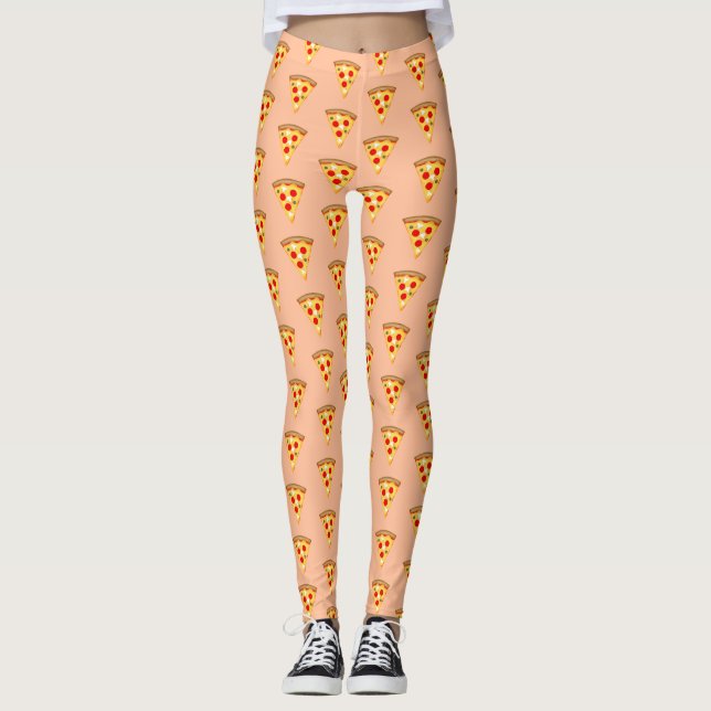 Leggings Melocotón patrón de pizzas Guay y divertidas (Anverso)
