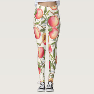 Leggings Melocotones acuáticos, patrón floral sin fisuras.
