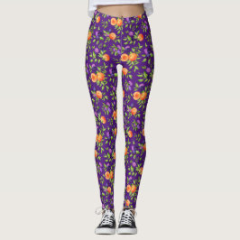 Leggings Melocotones Ciruelas Púrpura Fruta Botánica