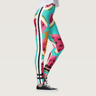 Leggings Melón de agua colorida l Texto de Workout Blue Bla