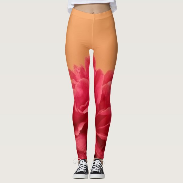 Leggings Melon Naranja Floral rosa caliente (Anverso)