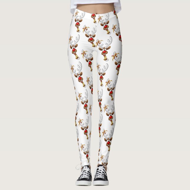 Leggings Meme Divertido de Navidad de Reno Mirando (Anverso)