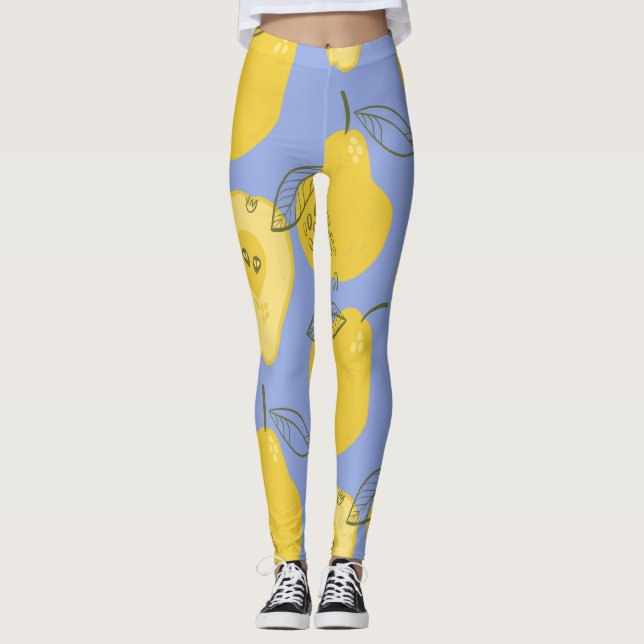 Leggings Memphis estilo peras: fondo azul. (Anverso)