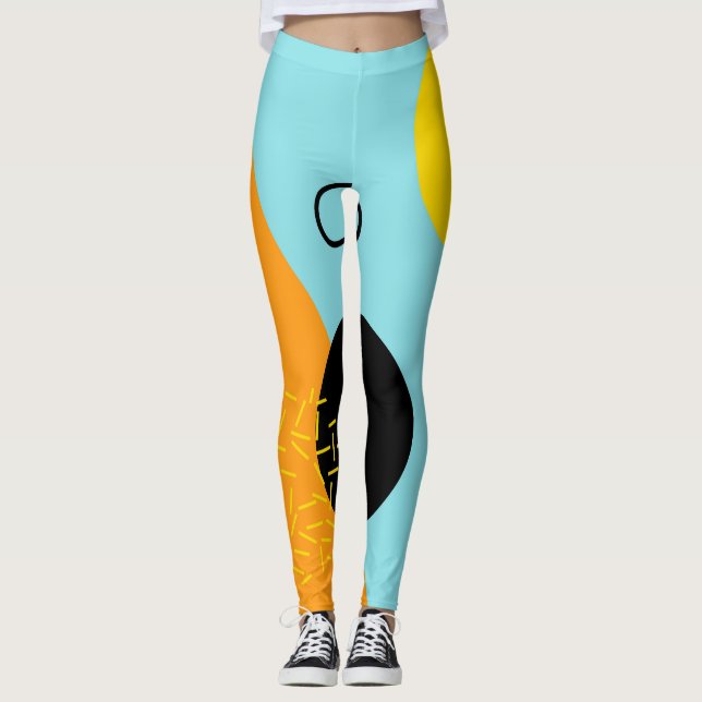 Leggings Memphis, hipster, arte de ilustracion moderno y fr (Anverso)