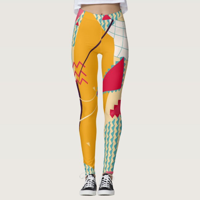 Leggings Memphis Mood: Tendencia Geométrica Retro (Anverso)
