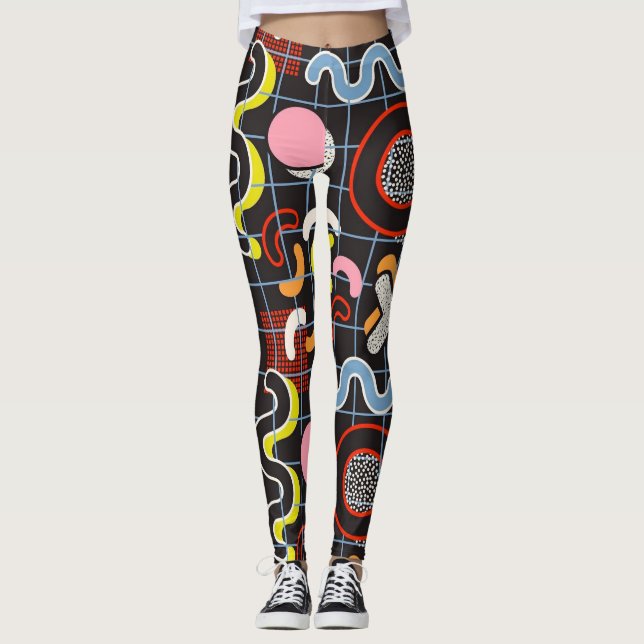 Leggings Memphis Style Pop art abstracto geométrico no1 (Anverso)