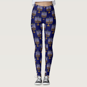 Leggings menorah azul hanukkah jewish print