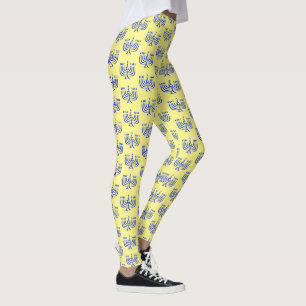 Leggings Menorah azul moderno