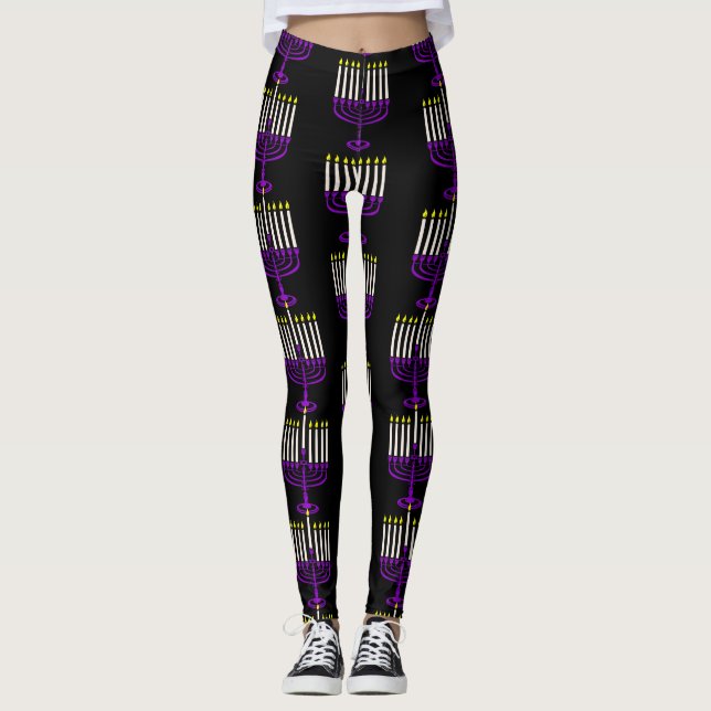 Leggings menorah morada hanukkah (Anverso)