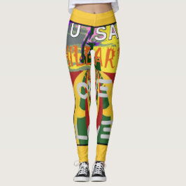Leggings Mensaje de amor en rasta colorido arte impreso