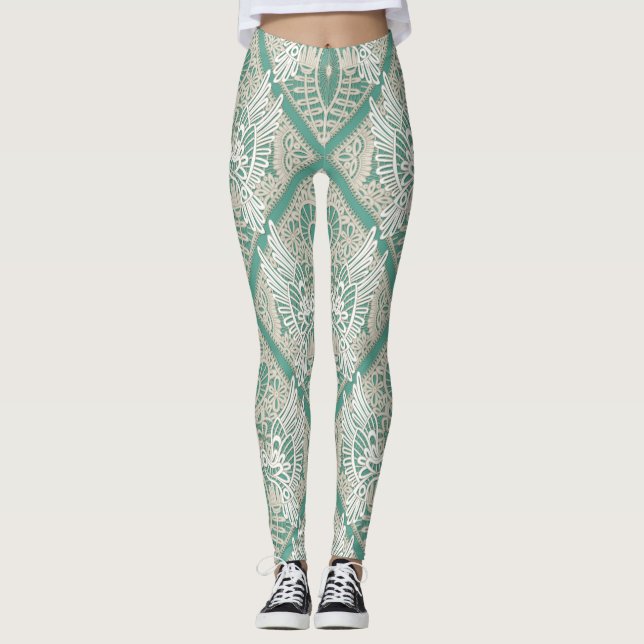 Leggings menta de encaje de ave de amor (Anverso)