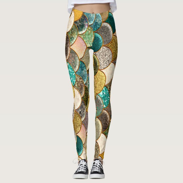 Leggings Mermaid Scales Multi Color Purpurina Glam Trendy (Anverso)