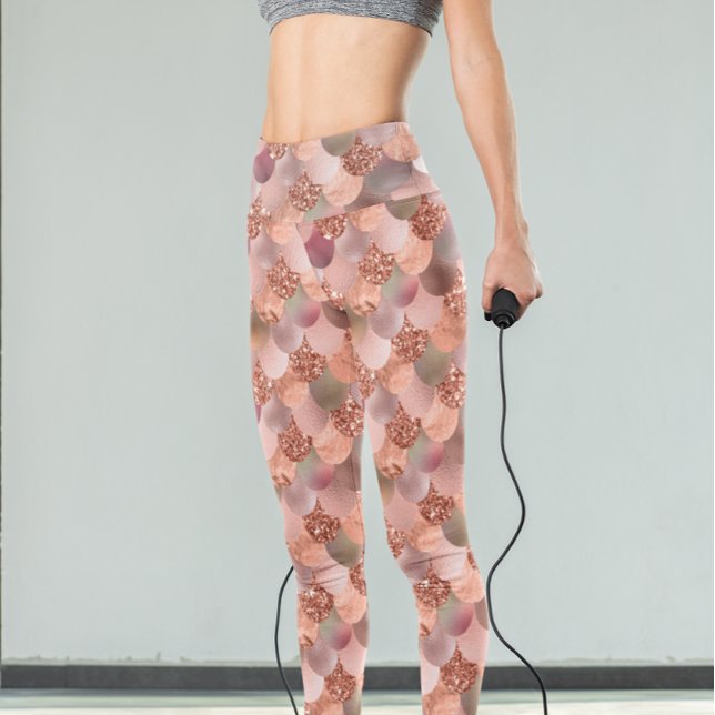 Leggings Mermaid Scales Pink Rose Gold Purpurina Glam (Subido por el creador)