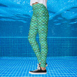 Leggings Mermaid Scales Turquoise Green Pattern<br><div class="desc">Patrón de escalas repetitivas en verde turquesa,  también disponible en rosa y morado. Usa solo por diversión o hace un gran disfraz de sirena.</div>