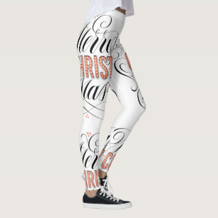 Leggings Merry CHRISTmas Luces religiosas de marquesina roj
