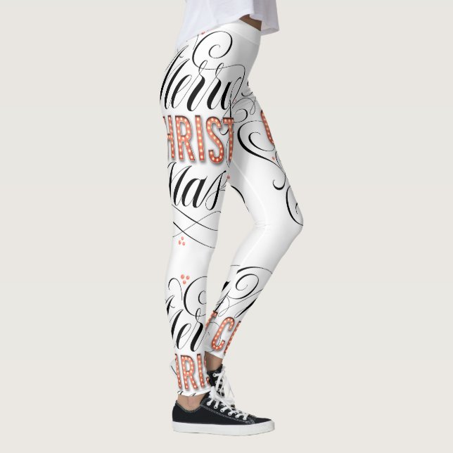 Leggings Merry CHRISTmas Luces religiosas de marquesina roj (Derecha)