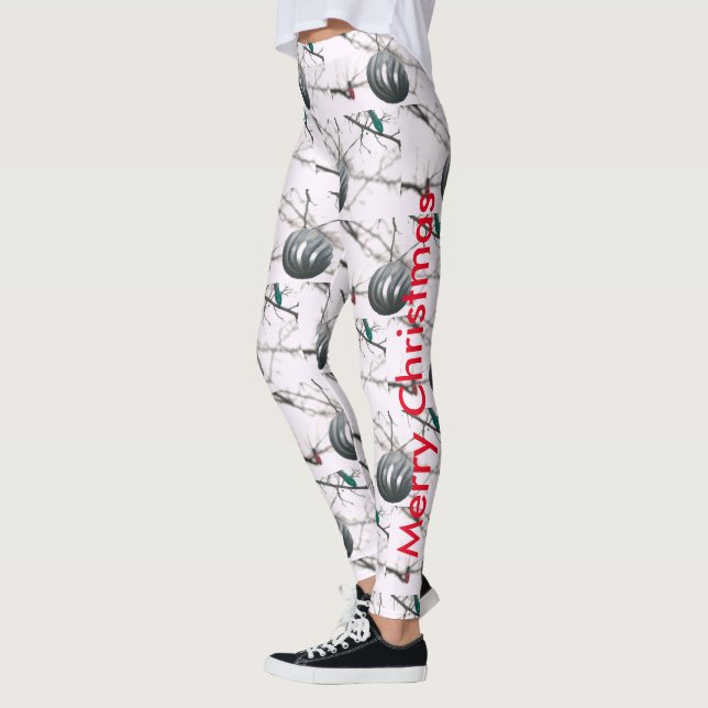 Leggings Merry Christmas Silver Ornament Ball Tree Lights (Izquierda)