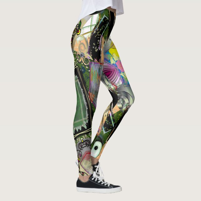 Leggings Mess de objetos y símbolos de diseño con efecto ap (Derecha)