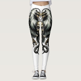Leggings Metal Adler mit Totenkopf und Schlangen