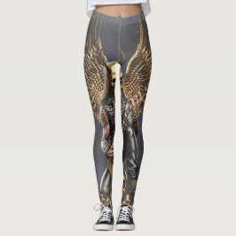 Leggings Metal Gitarrist mit Adlerflügeln und Totenschädel